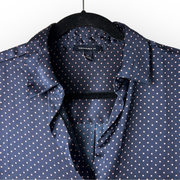 Tamara H Blue with Pink Polka Dots Blouse S - Picture 3 of 6